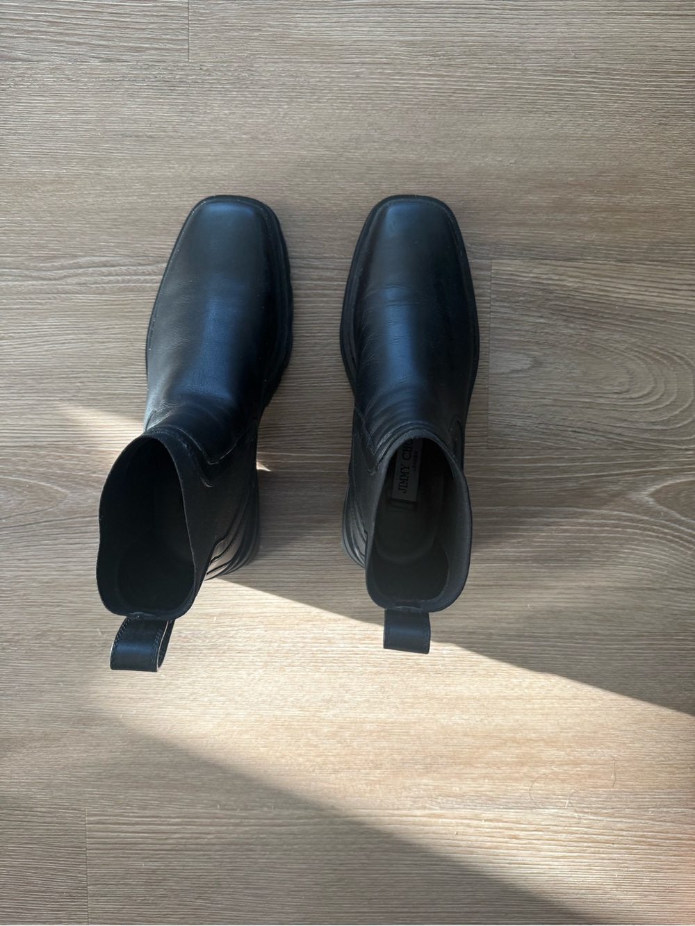 Jimmy Choo Black Leather Chelsea Ankle Boots